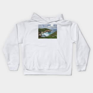 Wavy rock lagoon beach Midodaren on Java, Indonesia. Kids Hoodie